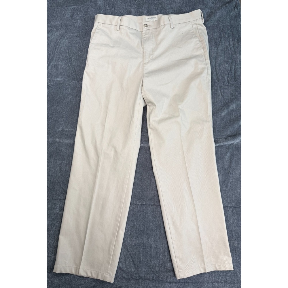 Dockers Slim Fit Khaki Pants Mens 38x30 Beige Flat Front Stretch Chinos